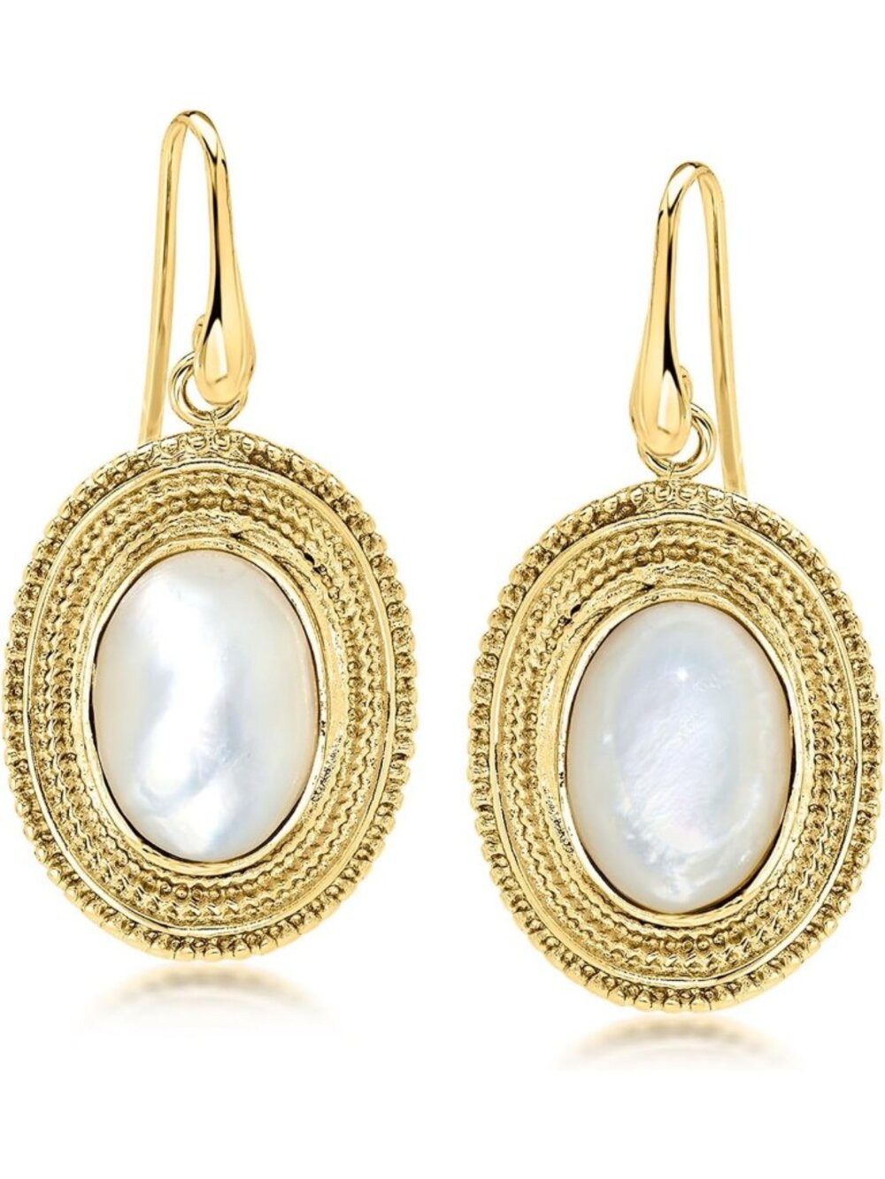 Elegant 14kt Yellow Gold-Plated Drop Earrings with Mother-of-Pearl Accents